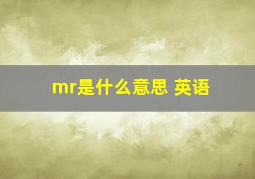 mr是什么意思 英语